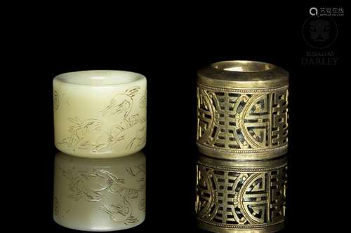 Jade and silver rings, Qing dynasty