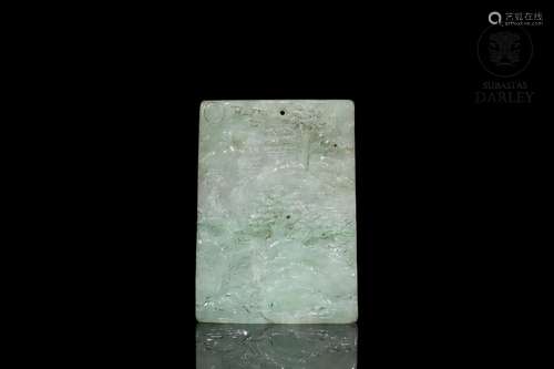 Carved jadeite plaque "river between mountains", Q...