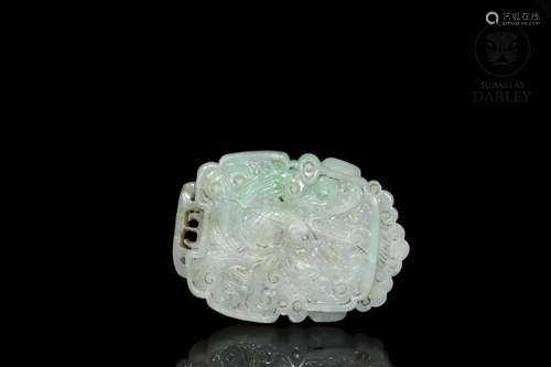 Jadeite oval plaque, Qing dynasty