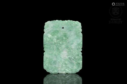 Carved green jade plaque, Qing dynasty