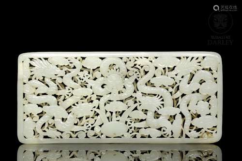 Carved jade reticulated plaque, Qing dynasty