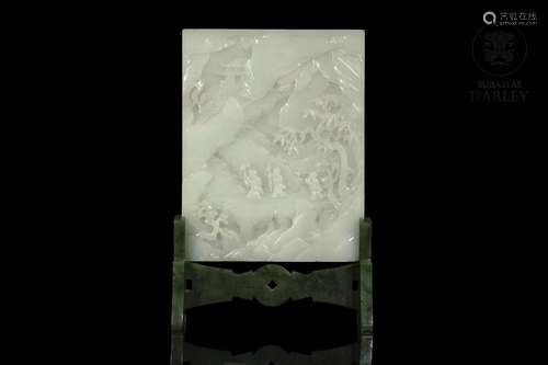 Jade panel with reliefs, Qing dynasty