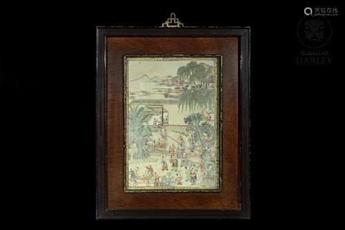 Enamelled porcelain plaque, China, Qing dynasty