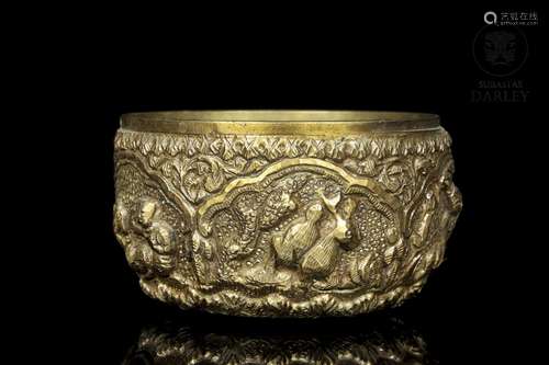 Bowl with reliefs, Tibet, 20th century