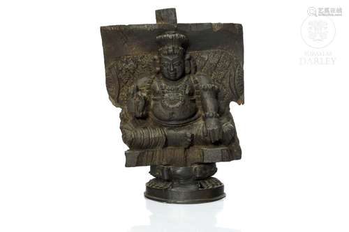 Carved wood relief, Hindu deity, 19th century