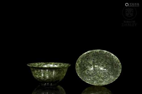 Pair of jade bowls, 20th century