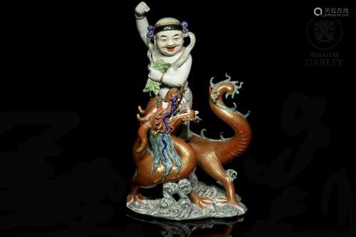 Porcelain "Boy and dragon", Republic of China, 20t...