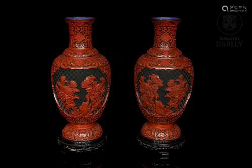 Two Chinese lacquer vases, 20th century