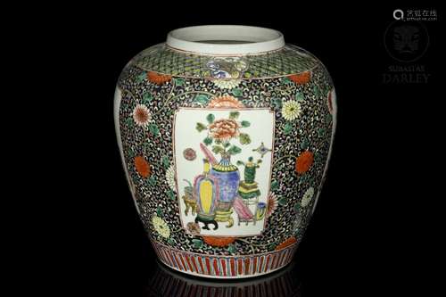 Porcelain enamelled vase, 20th century