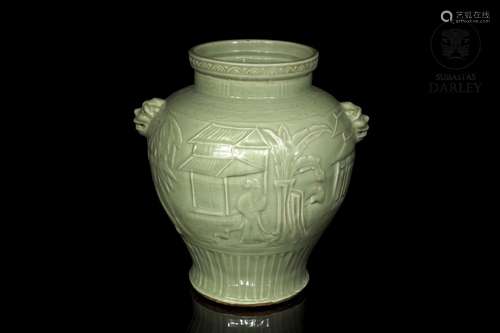 Glazed ceramic baluster vase, 20th century