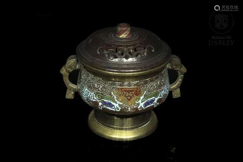 Censer with lid and reliefs, 20th century