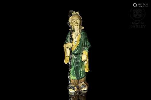 Glazed terracotta sage, Republic of China, 20th century.