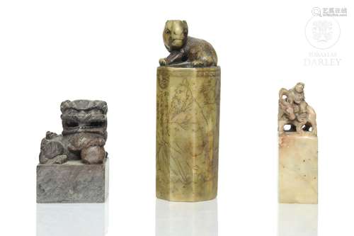 Pair of stone stamps, 20th century