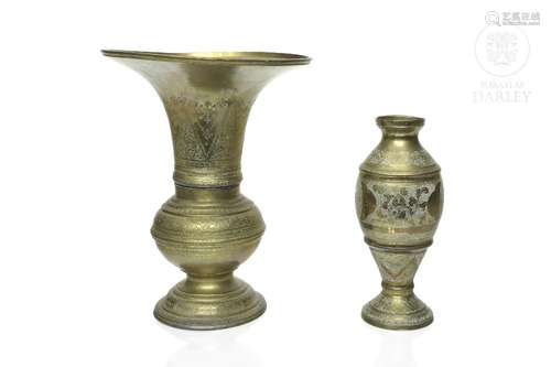 Two brass vases, Indonesia, 19th - 20th century