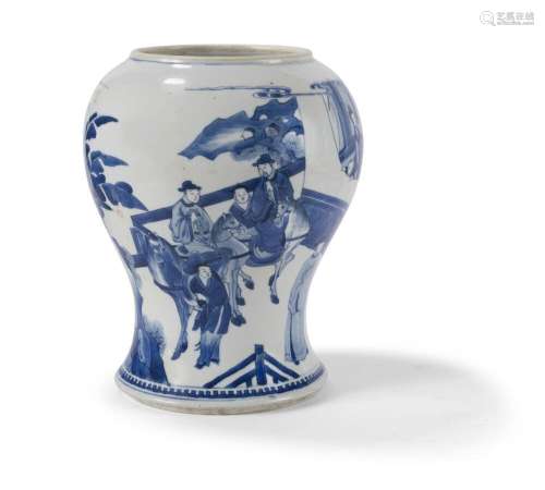 Bas de vase yenyen en porcelaine bleu blanc<br />
Chine, épo...