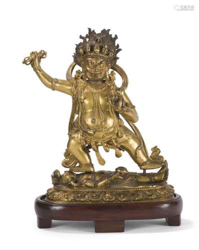 Statuette de Vajrapani en bronze doré<br />
Tibet, XVIIIème ...