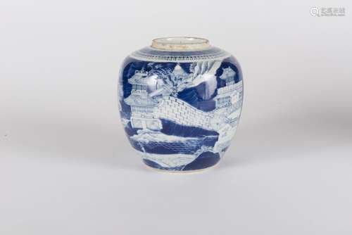 Pot à gingembre en porcelaine bleu blanc<br />
Chine, fin du...