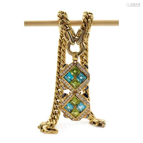 Topas-Peridot-Brillant-Collier