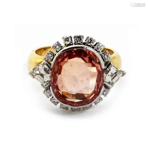 Padparadscha-Saphir-Diamantring