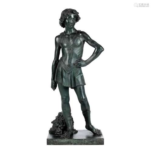 Bronzegussfigur des David mit dem Haupt des Goliath