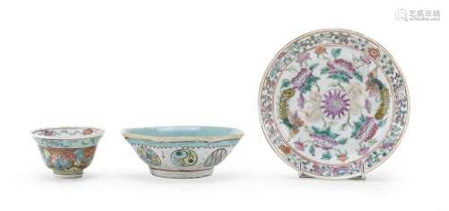 THREE POLYCHROME ENAMELED PORCELAIN OBJECTS, CHINA LATE 19TH...