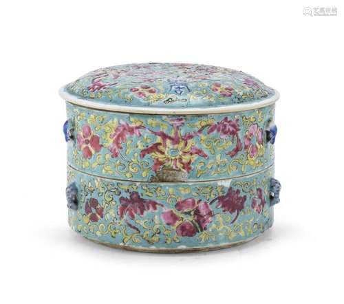 POLYCHROME ENAMELED PORCELAIN BOX, CHINA, LATE 19TH, EARLY 2...