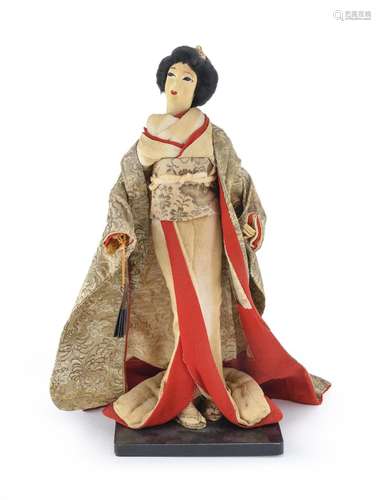 BEAUTIFUL FABRIC AND SILK DOLL, JAPAN MID 20TH CENTURY