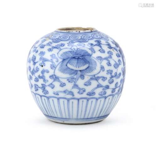 SMALL BLUE AND WHITE PORCELAIN JAR, CHINA FIRST HALF 20TH CE...