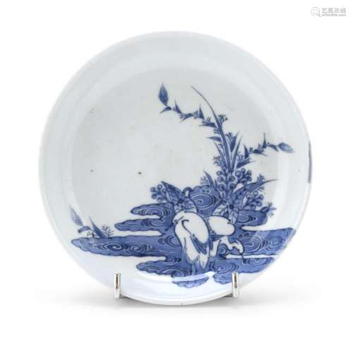 RARE BLUE AND WHITE PORCELAIN SAUCER, ARITA, JAPAN 1670/1680