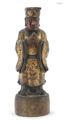 POLYCHROME PAINTED WOOD SCULPTURE, CHINA 20TH CENTURY