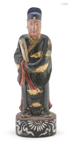 POLYCHROME PAINTED WOOD SCULPTURE, CHINA MID-20TH CENTURY