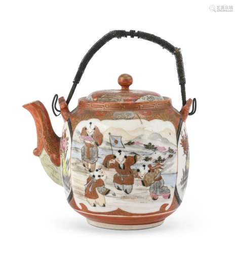 PORCELAIN TEAPOT WITH POLYCHROME ENAMELS AND GOLD, JAPAN, EA...