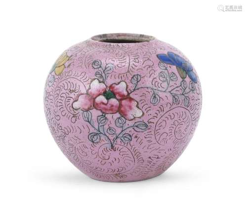 SMALL PORCELAIN JAR WITH A PINK GROUND, CHINA, 20TH CENTURY