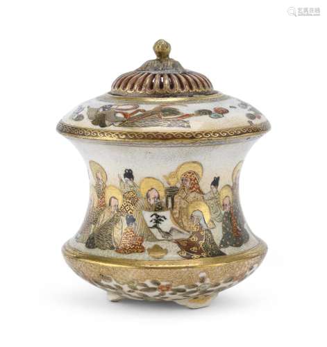 CERAMIC CENSER WITH POLYCHROME ENAMELS AND GOLD, JAPAN, EARL...