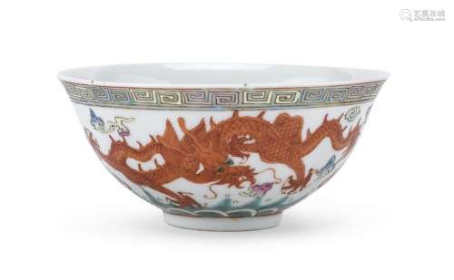 A PORCELAIN BOWL WITH POLYCHROME ENAMELS AND GOLD, CHINA FIR...