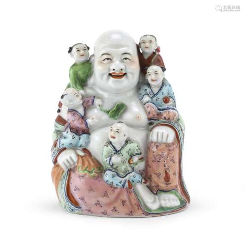 POLYCHROME ENAMELED PORCELAIN SCULPTURE , CHINA 20TH CENTURY