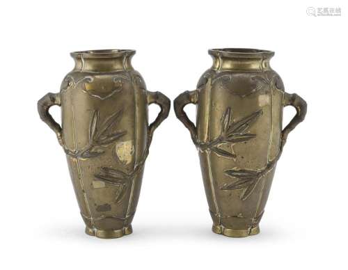 PAIR OF BRONZE VASES, CHINA 20TH CENTURY