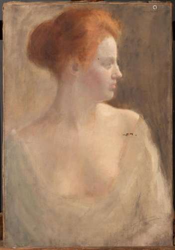 Louis PICARD (1861-1940)Portrait de femme de profil Huile su...