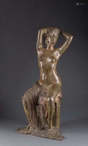 Marie-Josèphe BOURRON (1931-2012)Baigneuse Bronze patiné Sig...