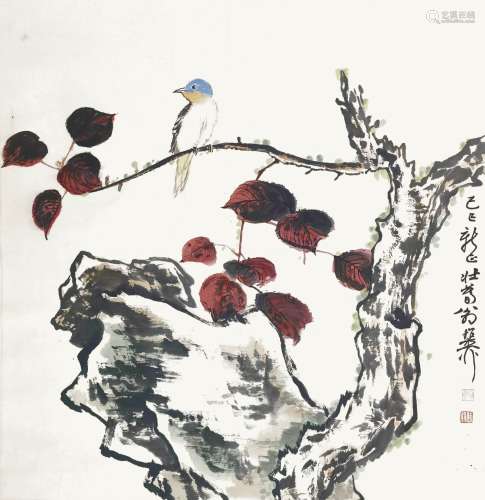 谢稚柳 1910-1997 红叶翠鸟