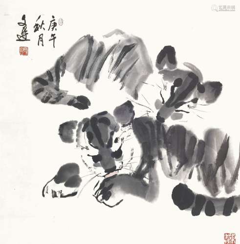 汤文选 1925-2009 双虎图
