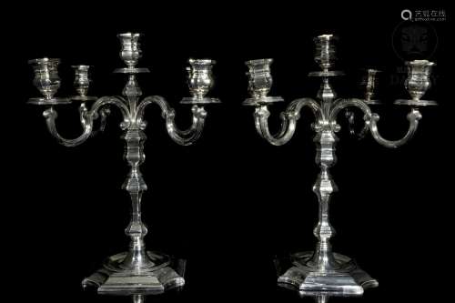 Pair of Spanish 925 sterling silver candlesticks, 20th centu...