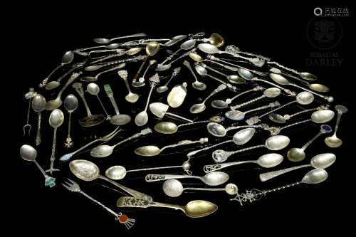 Collection of decorative silver teaspoons, 20th century