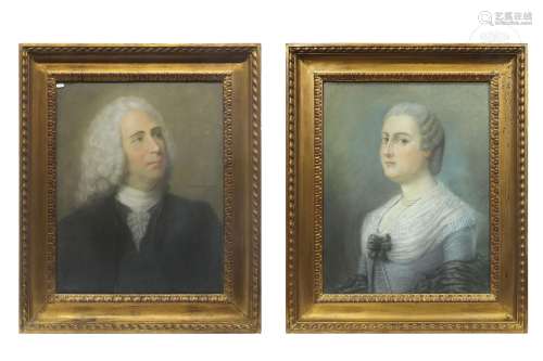 French school. "Pair of portraits", 19th century