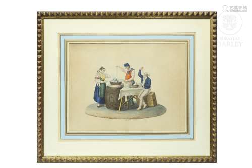 Michela de Vito (act.c.1830) "Pasta sellers"