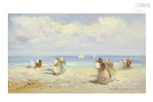JULIO CORTES BALLESTA (1933 - 2020) "Beach Scene".
