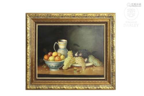 Anonymous. "Still life with fruits and ceramics", ...