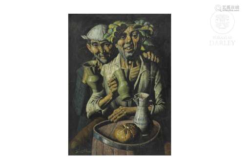 JESUS VILLAR (1930-2015) "Two drunkards".