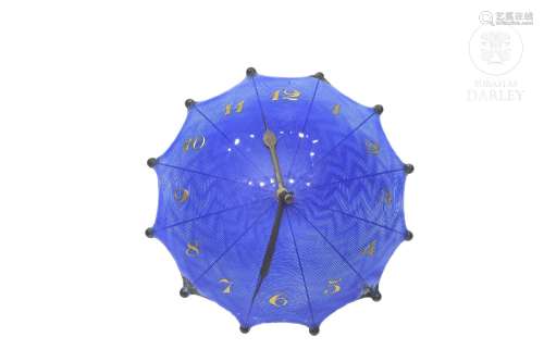 Guilloche" enamel and silver watch, umbrella-shaped, 19...