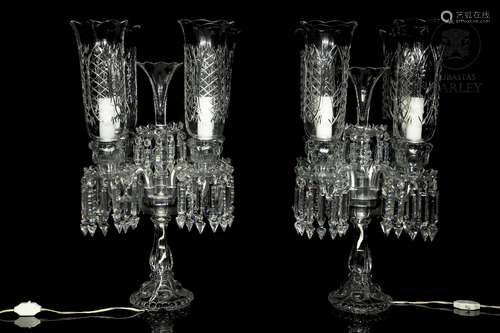 Pair of crystal candlesticks, Czechoslovakia, 20th century.